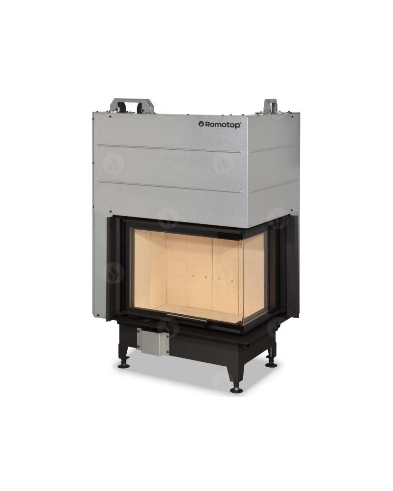 HEAT R 2g L 79.51.54.01 - rohová krbová vložka s výsuvnými dvierkami a s ohýbaným sklom