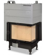 HEAT R 2g L 79.51.54.01 - rohová krbová vložka s výsuvnými dvierkami a s ohýbaným sklom