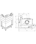 HEAT R 2g L 79.51.54.01 - rohová krbová vložka s výsuvnými dvierkami a s ohýbaným sklom