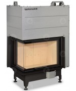 HEAT R 2g L 79.51.54.01 - rohová krbová vložka s výsuvnými dvierkami a s ohýbaným sklom