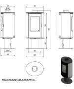 Krbové kachle Kratki - Koza AB S/N/O GLASS, Otočná - červené kachle