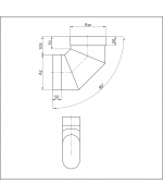 Koleno ovál 120/240 mm - 90° krátky bok