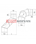 Koleno UNI ø120 mm - dymovod hrúbka 2mm