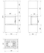 Kratki SIMPLE 8 BS biele, ľavé presklenie s obstavbou - designový krb