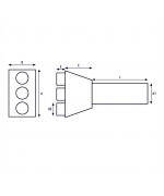 Distribučný box s 3 vývodmi 3x63 mm/125 mm - priamy