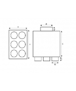 Rozdeľovací box s 6 vývodmi priamy 6×63 mm/160 mm