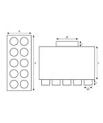 Rozdeľovací box s 10 vývodmi priamy 10×75 mm/160 mm