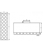 Rozdeľovací box s 16 vývodmi priamy 16x75 mm/200 mm