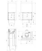 Kratki VN 700/480 pravé presklenie s výsuvným otváraním dvierok - krbová vložka rohová