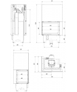 Kratki VN 700/480 ľavé presklenie s výsuvným otváraním dvierok - krbová vložka rohová