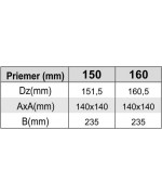 Prechod s redukciou štvorec ø160 mm nerez