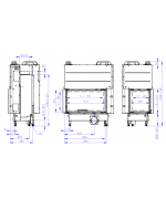 HEAT R 2g L 81.51.40.24 - rohová krbová vložka s výsuvnými dvierkami a s ohýbaným sklom
