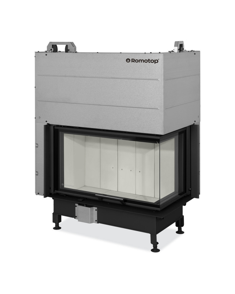 HEAT R 2g L 81.51.40.24 - rohová krbová vložka s výsuvnými dvierkami a s ohýbaným sklom