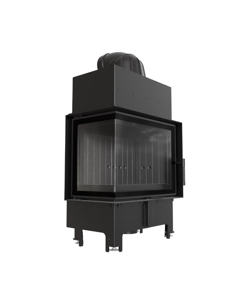 Kratki FLOKI S čierne ohnisko - krbová vložka rohová, ľavé presklenie