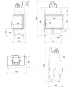 Kratki FLOKI S čierne ohnisko - krbová vložka rohová, ľavé presklenie