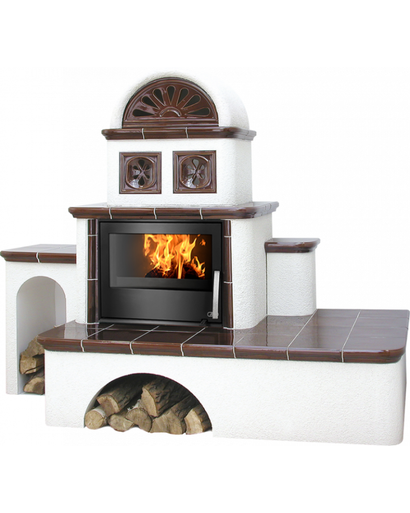 ABX Oxford TV 7 kW - kachľová pec s teplovodným výmenníkom