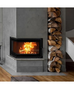 Kratki SIMPLE S BS čierné ohnisko - krbová vložka rohová, ľavé presklenie
