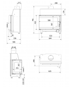 Kratki SIMPLE S BS čierné ohnisko - krbová vložka rohová, pravé presklenie