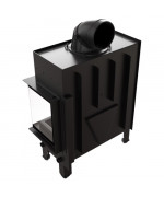 Kratki FLOKI M čierne ohnisko - krbová vložka rohová, pravé presklenie