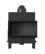 Kratki FLOKI M čierne ohnisko - krbová vložka rohová, pravé presklenie