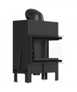 Kratki FLOKI M čierne ohnisko - krbová vložka rohová, pravé presklenie