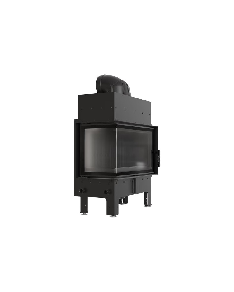 Kratki FLOKI M čierne ohnisko - krbová vložka rohová, ľavé presklenie