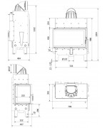Kratki FLOKI M čierne ohnisko - krbová vložka rohová, ľavé presklenie