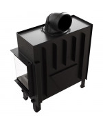 Kratki FLOKI L čierne ohnisko - krbová vložka rohová, pravé presklenie