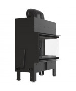 Kratki FLOKI L čierne ohnisko - krbová vložka rohová, pravé presklenie