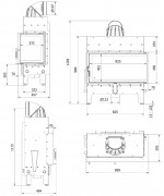 Kratki FLOKI L čierne ohnisko - krbová vložka rohová, pravé presklenie