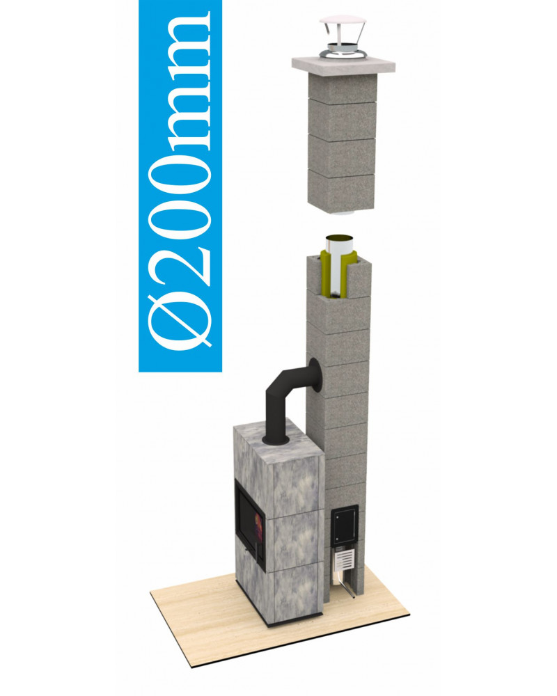 Komín Ø200mm/uhol 90°/výška 5,06  - Komínový systém SKC-NEREZ