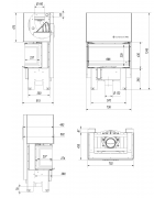 Kratki NBC 7 výsuvné dvierka, čierne ohnisko - trojstranná krbová vložka