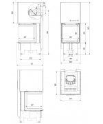 Kratki NBC 8 výsuvné dvierka, čierne ohnisko - trojstranná krbová vložka