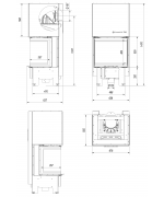 Kratki NBC 9 výsuvné dvierka, čierne ohnisko - trojstranná krbová vložka