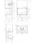 Kratki NBC 10 výsuvné dvierka, čierne ohnisko - trojstranná krbová vložka