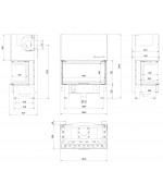 Kratki NBC 15 výsuvné dvierka, čierne ohnisko - trojstranná krbová vložka