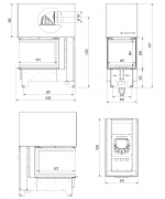 Kratki NBU 11 výsuvné dvierka, čierne ohnisko - trojstranná krbová vložka