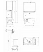 Kratki REGNOR 800/400 výsuvné dvierka, čierne ohnisko - trojstranná krbová vložka