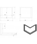 Montážny rámik 90°- 35mm pre krbové vložky VN 480/480 ľavé presklenie