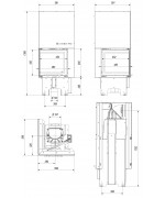 Kratki VN 480/480 ľavé presklenie s výsuvným otváraním dvierok, čierne ohnisko- krbová vložka rohová