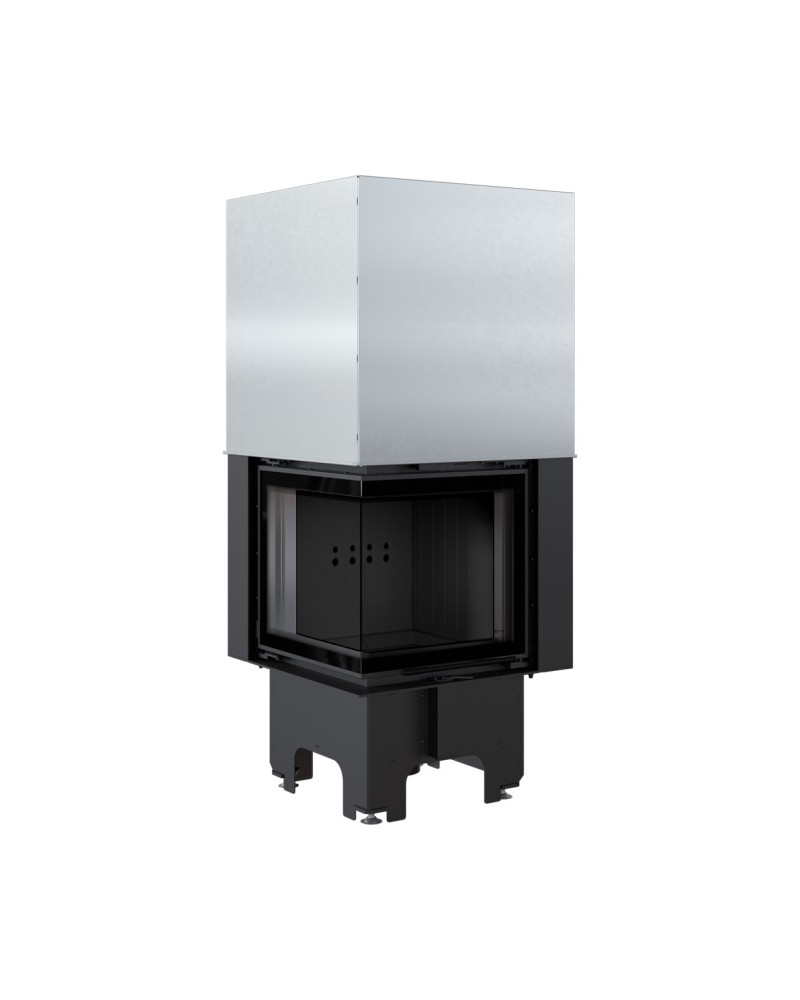 Kratki VN 480/480 ľavé presklenie s výsuvným otváraním dvierok, čierne ohnisko- krbová vložka rohová