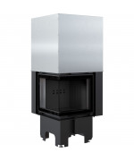 Kratki VN 480/480 ľavé presklenie s výsuvným otváraním dvierok, čierne ohnisko- krbová vložka rohová