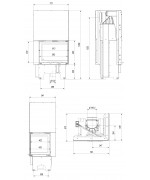 Kratki VN 610/430 pravé presklenie s výsuvným otváraním dvierok, čierne ohnisko - krbová vložka rohová