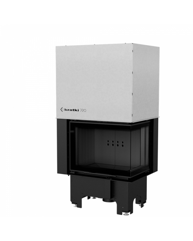 Kratki VN 610/430 pravé presklenie s výsuvným otváraním dvierok, čierne ohnisko - krbová vložka rohová