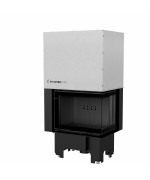 Kratki VN 610/430 pravé presklenie s výsuvným otváraním dvierok, čierne ohnisko - krbová vložka rohová