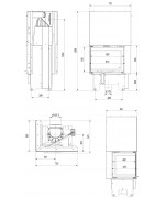 Kratki VN 610/430 ľavé presklenie s výsuvným otváraním dvierok, čierne ohnisko - krbová vložka rohová