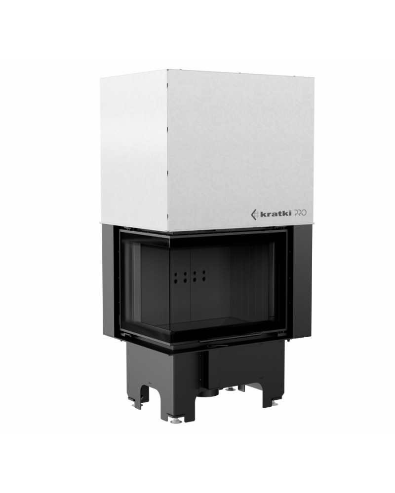 Kratki VN 610/430 ľavé presklenie s výsuvným otváraním dvierok, čierne ohnisko - krbová vložka rohová