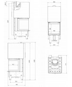 Kratki REGNOR 500/500 výsuvné dvierka, čierne ohnisko - trojstranná krbová vložka