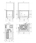 Kratki Zuzia 15 kW BS pravá bez stĺpika, výsuvne dvierka - krbová vložka rohová