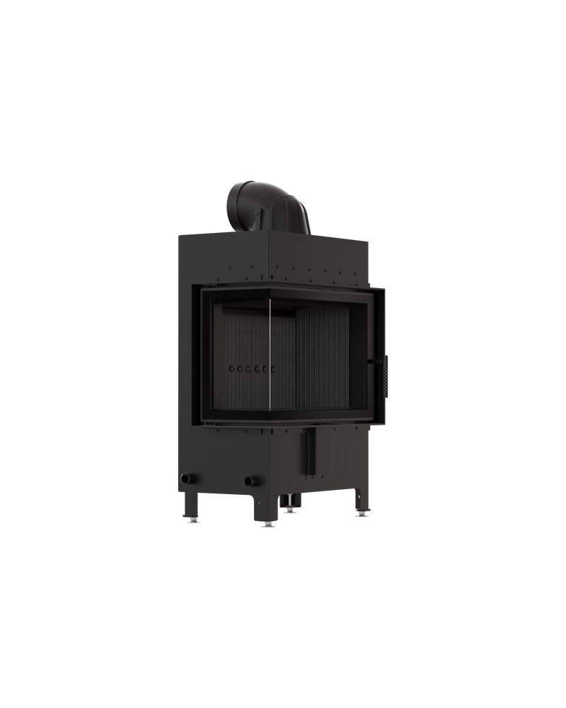 Kratki LUCY 12 BS ľavé presklenie, čierne ohnisko - krbová vložka rohová